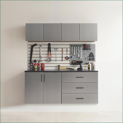 Cabinets | Charcoal Grey Metal Wall Mounted Storage Cabinet with Drawers, 32x28x20 In. | Minimalist | Bathroom