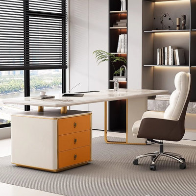 Bureau de luxe léger en pierre frittée avec tiroirs