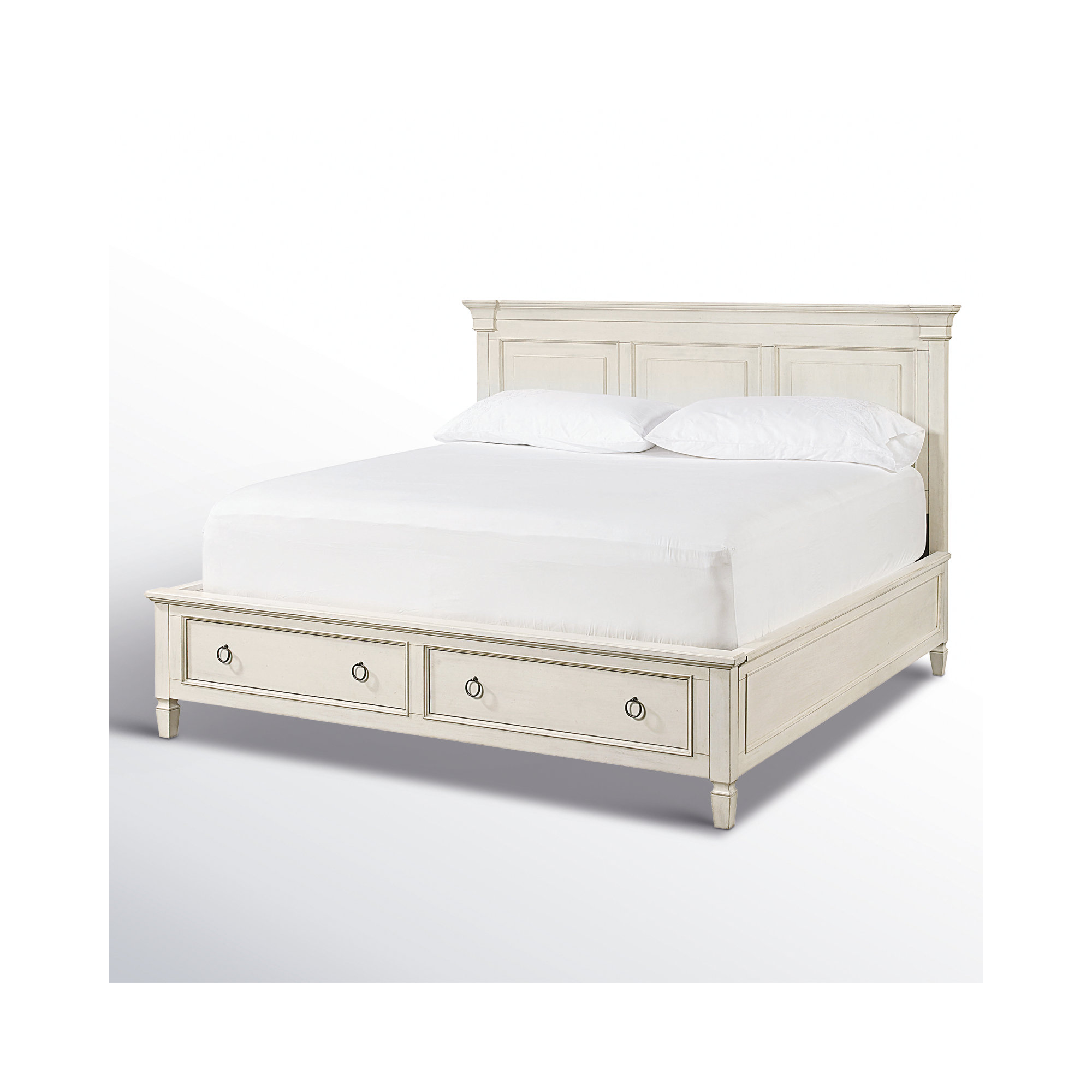 Mahler Solid Wood Storage Bed, King, Cotton-hued