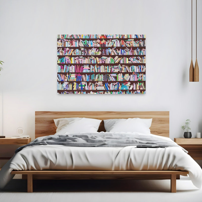 Motifs fantaisistes pour étagères, impression d'art mural d'architecture contemporaine colorée et vibrante, 40" H x 60" W