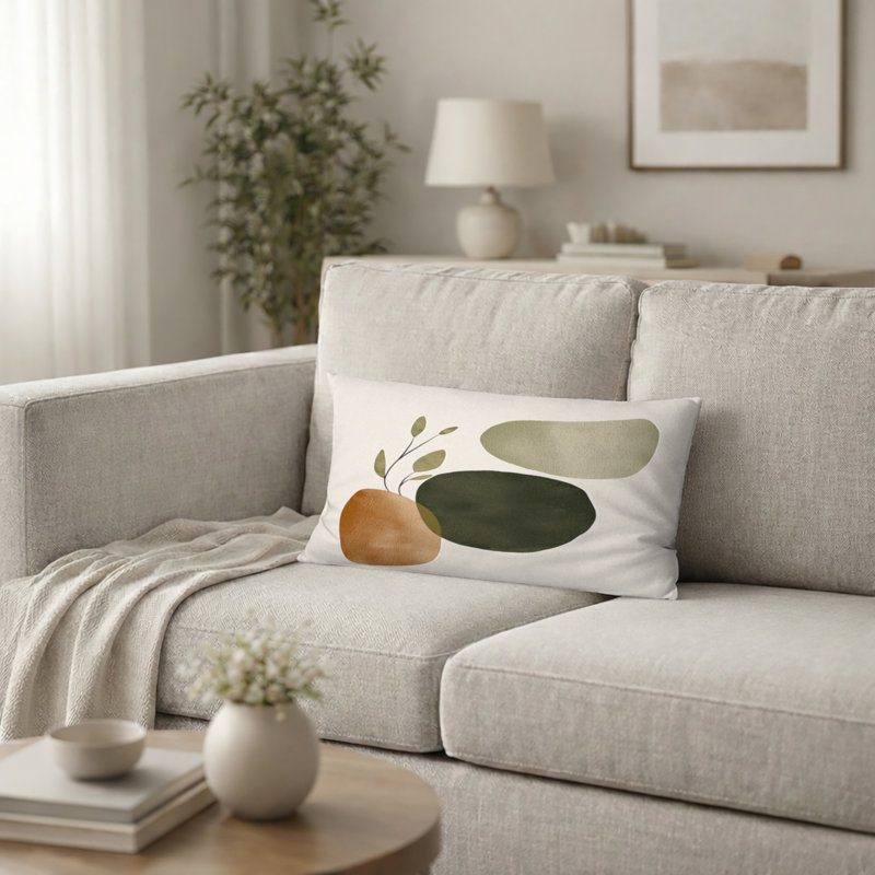 Coussin Mid-Century Modern Cushion - Abstract Shapes, H 12 po x l 20 po