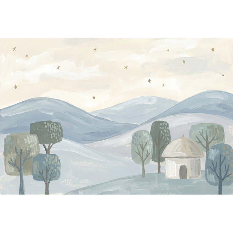 Papier peint pastel paysage décoratif Rolling Hills, 100 po x 96 po, Peler et coller