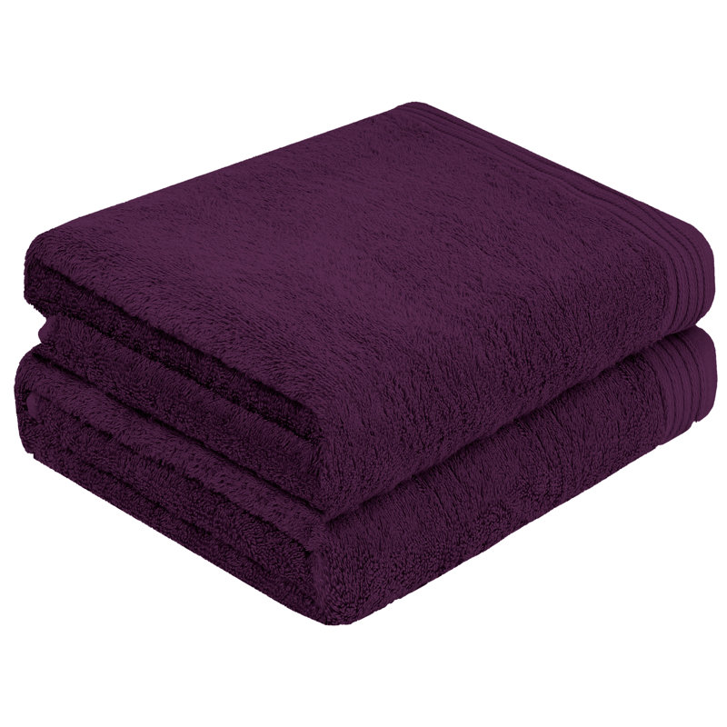 Ensemble de serviettes de bain 100% coton 2 pièces Lorena, Prune