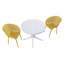 Ensemble de 2 chaises longues modernes jaune terreux et ensemble de tables rondes blanches de 36 po - Mobilier de patio en polypropylène résistant aux intempéries-1889243167