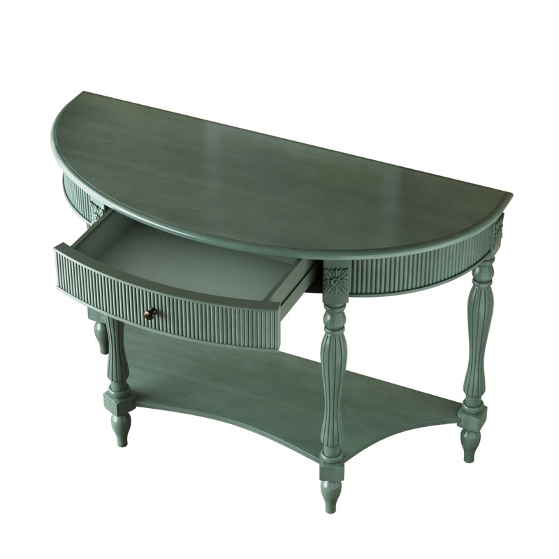 Console Mid-Century avec tablette et tiroir, Vert