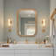 Armoire de salle de bain avec cadre en bois, organisateur de rangement mural avec tablettes réglables, miroir décoratif moderne
