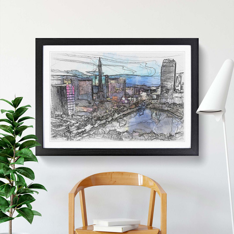 The Las Vegas Strip in Abstract - Picture Frame Graphic Art Print, 36cm H x 48cm W x 2cm D, Black Framed