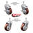 4 Inch SS Maroon Polyurethane Swivel 10mm Threaded Stem Caster Set 2 Brake