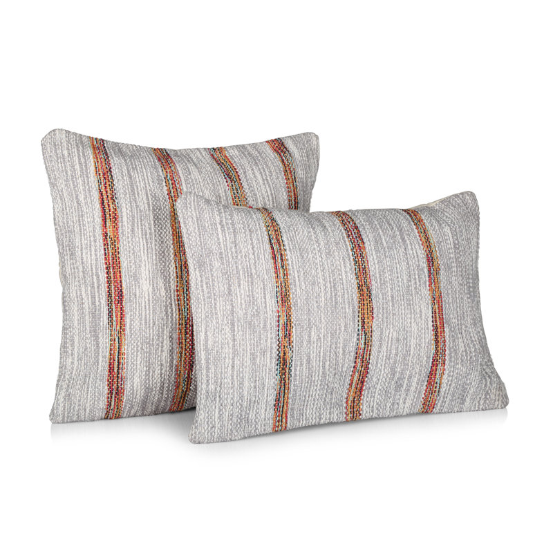 Chancey Striped Cushion Cover, Grey/Mehroon