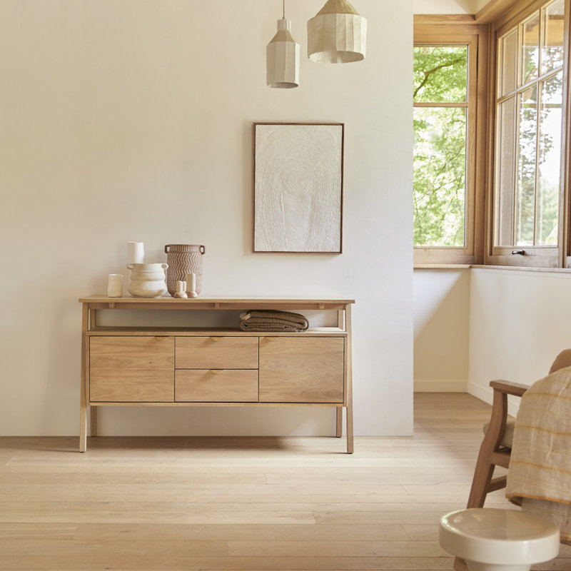 Pola 55.12'' W Solid Wood Sideboard
