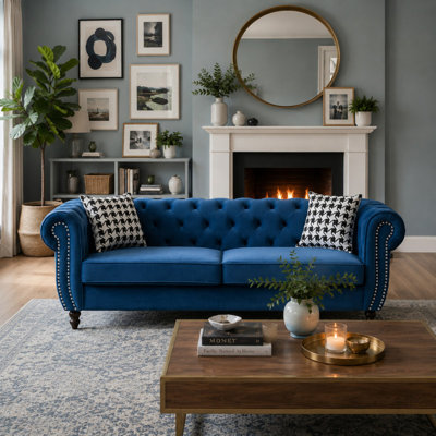 Modern Fabric Sofa with Deep Seats, Supportive Cushions, and Refined Living Room Comfort