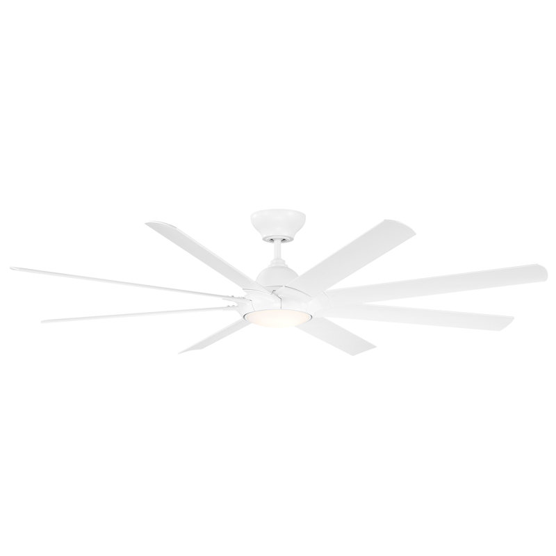 Hydra 8 - Blade Outdoor LED Smart Standard Ceiling Fan with Wall Control and Light Kit Included, Works With Alexa and iOS or Android App