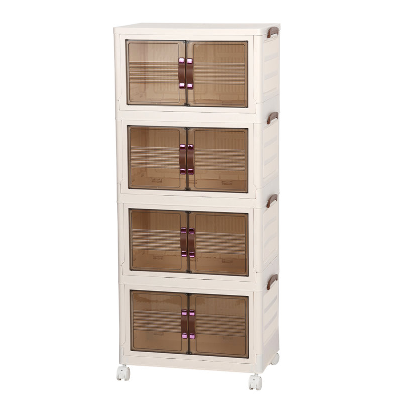 Closet Organizers, Storage Box with Lids 4-Layer,Stackable Storage Bins with Wheels