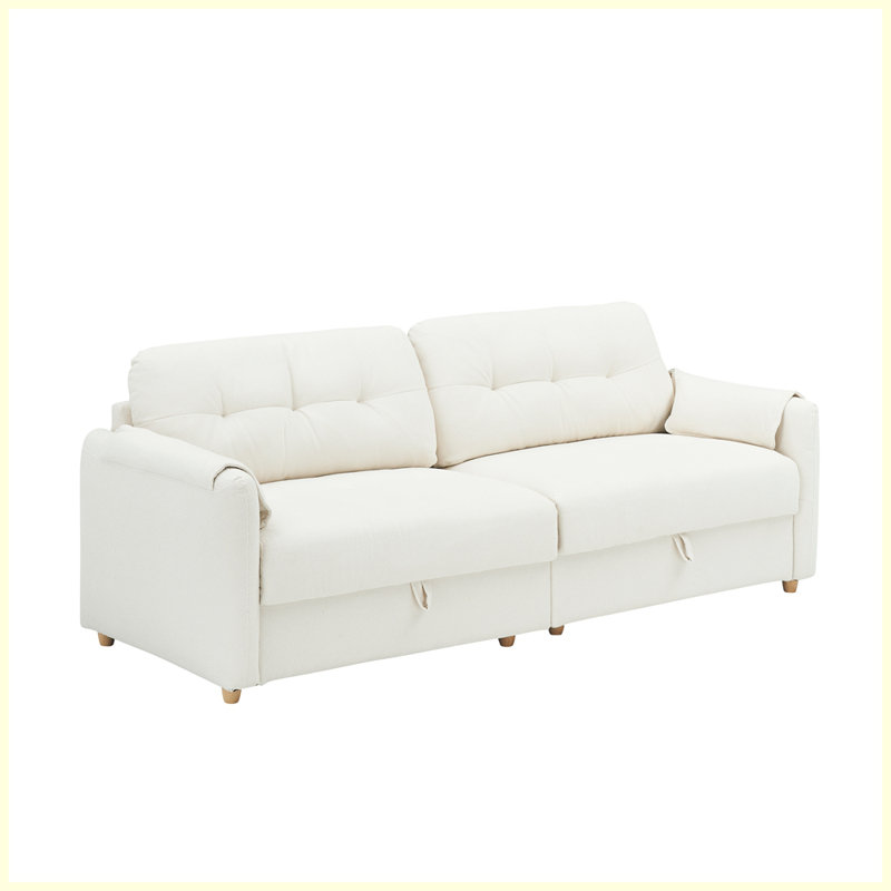 Canapé moderne avec de longs pieds coniques en métal, Beige