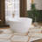 52.7" X 52.7" Freestanding Soaking Solid Surface Double Slipper Bathtub With Center Drain