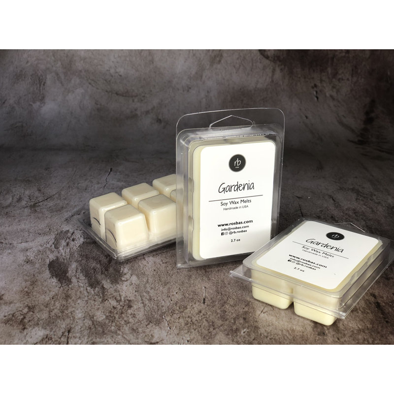 Gardenia Soy Wax Melts - Fondant propre, parfum sans flamme pour la maison - coulé à la main, durable, fabriqué aux États-Unis