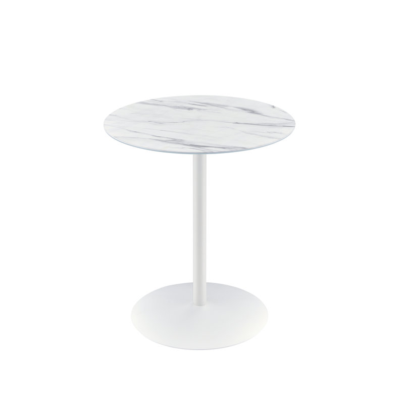 Table de bout Circa 17,5 po avec plateau en marbre texturé Circa, Blanc, Blanc