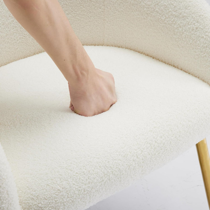fauteuil d'appoint rembourré, Blanc, Doré, 1