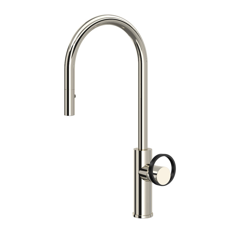 Eclissi™ Pull-Down Single Handle Kitchen Faucet with Accessories, Polished Nickel/Matte Black