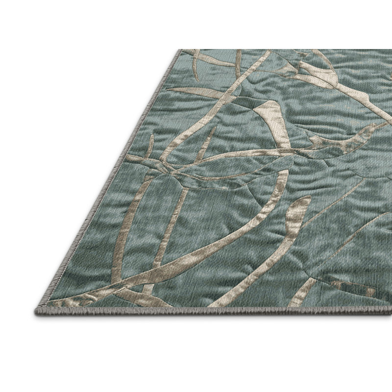 Machine Washable Gray Area Rug, Rectangle 6' x 9'