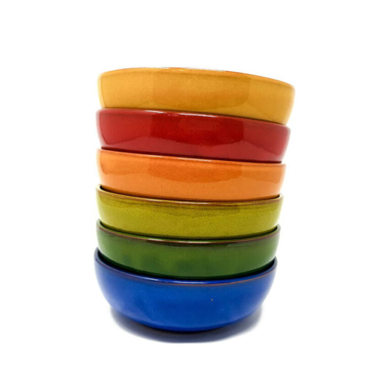 Selena - Shallow Bowl 14cm - Blue - Set Of 4, Yellow
