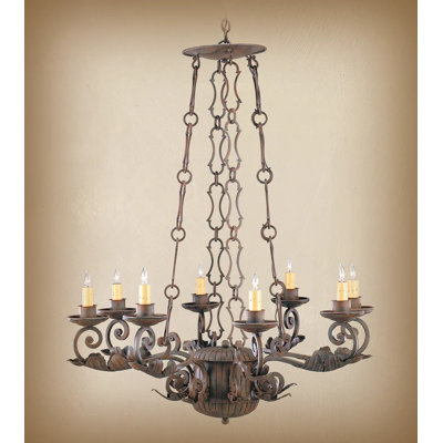 Lustree 8 lumières façon bougie classique/traditionnel avec accents en fer forgé