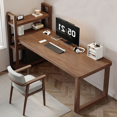 Bureau d'écriture rectangulaire en bois massif brun noisette