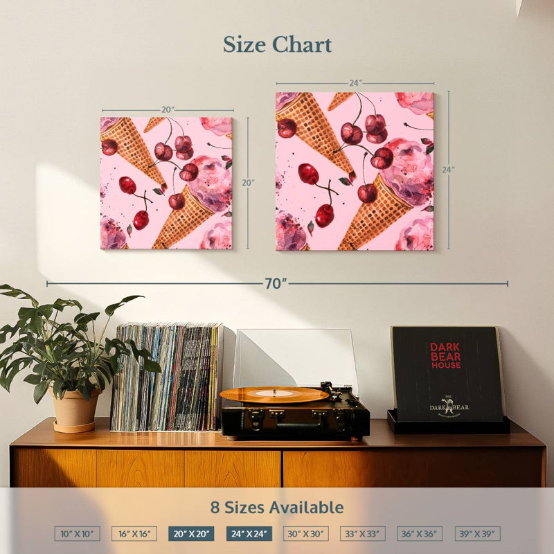 Crème glacée à la cerise Yarlin, H 20 po x l 20 po
