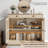 35.4" Sideboard Buffet Cabinets with Storage, Kitchen Coffee Bar Cabinet with Glass Door, Modern Sideboard Buffet with Drawer, White Sideboard Cabine for Living Room, Dining Room, Kitchen-112212582