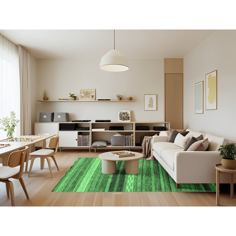 Washable Geometric Indoor Rug, Rectangle 7' x 9'