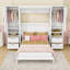 Lit escamotable double en bois avec quatre tiroirs, tablettes et placard-417423759