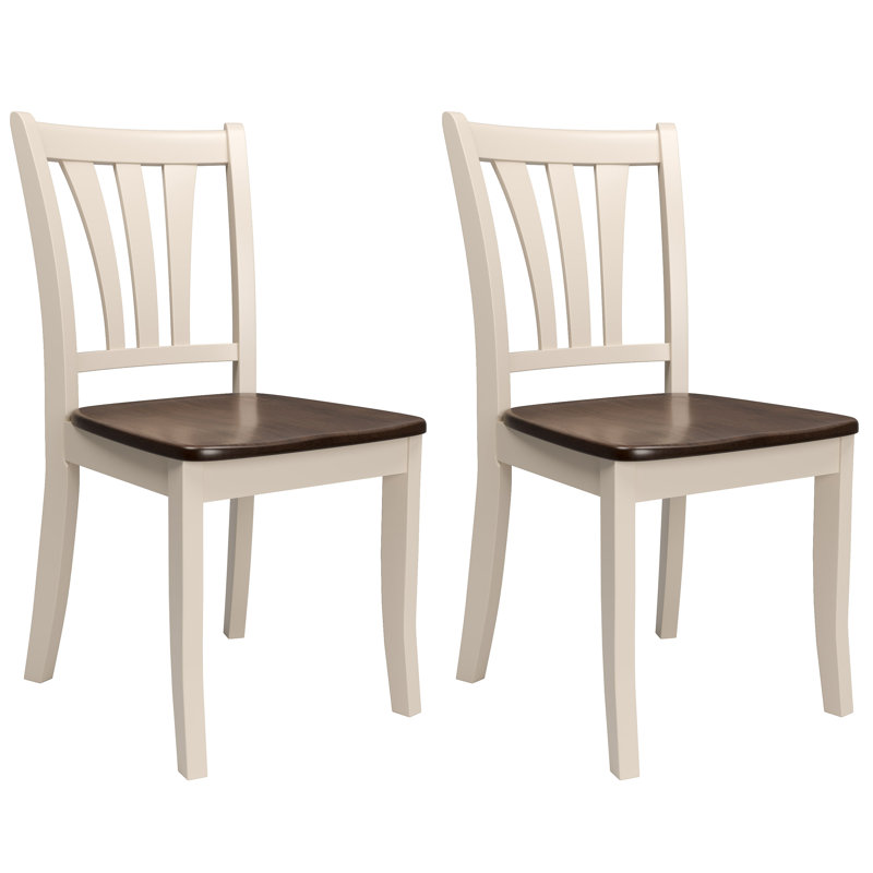 Pico 17.75'' H Solid Wood Side Chair, Dark Brown/Cream