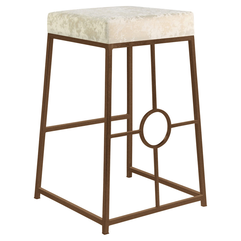 Hampton 30" Bar Stool, Bronzed Brass, Ivory