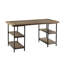 Bureau industriel avec surface en bois gris récupéré et métal, conception à 4 tablettes pour le bureau