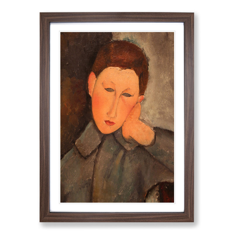 Boy by Amedeo Modigliani - Picture Frame Painting, Walnut, 65cm H x 48cm W x 2cm D