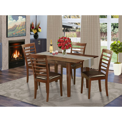 Adonica 5 - Piece Butterfly Leaf Rubberwood Solid Wood Dining Set by Lark Manor