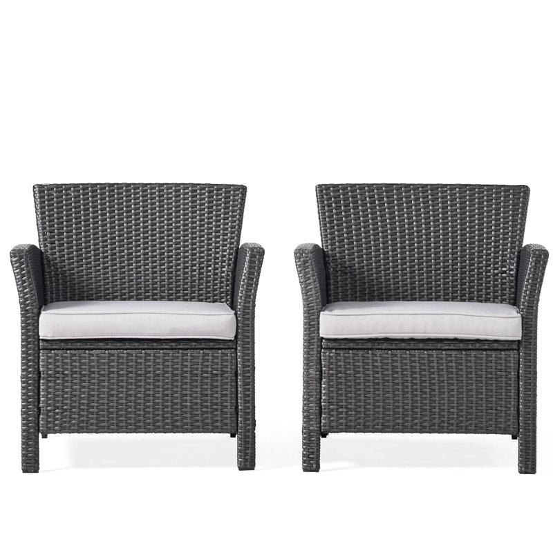 St Grey Outdoor Chair  2  - Pe , Iron, Waterproof Fabric Upholstery, 28.19"X28.19"X30.22", 21.77 Lb 2Pcs Chairs In Iron Construction, And Cushions, 28.19In X 30.22In, 21.77Lb