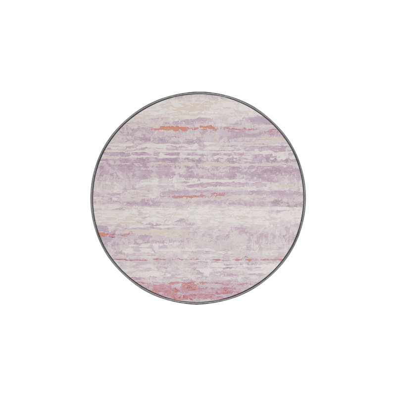 Machine Washable Gray Area Rug, Round 4'