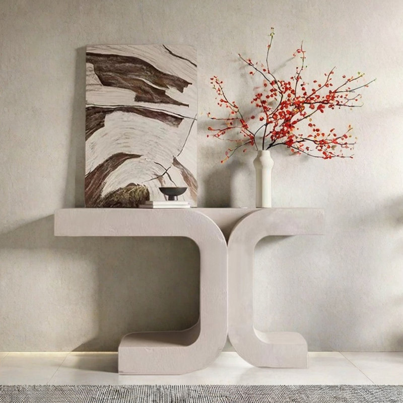 Console scandinave Creative, Blanc, crème, H 33,5 po x l 39,4 po x P 13,8 po