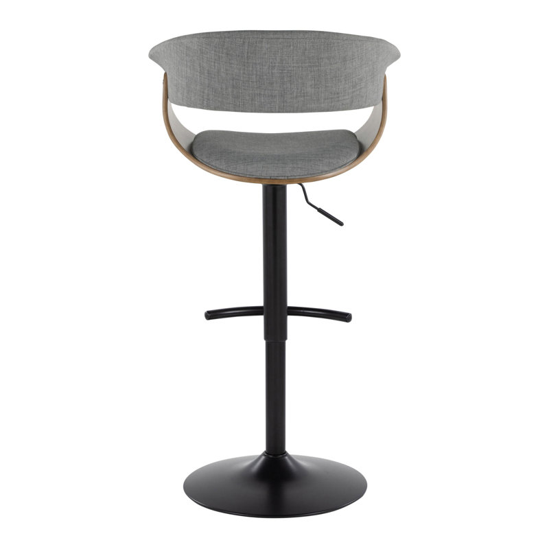 Ensemble de 2 tabourets de bar Arabelle, Gris clair, Bois de noyer / noir