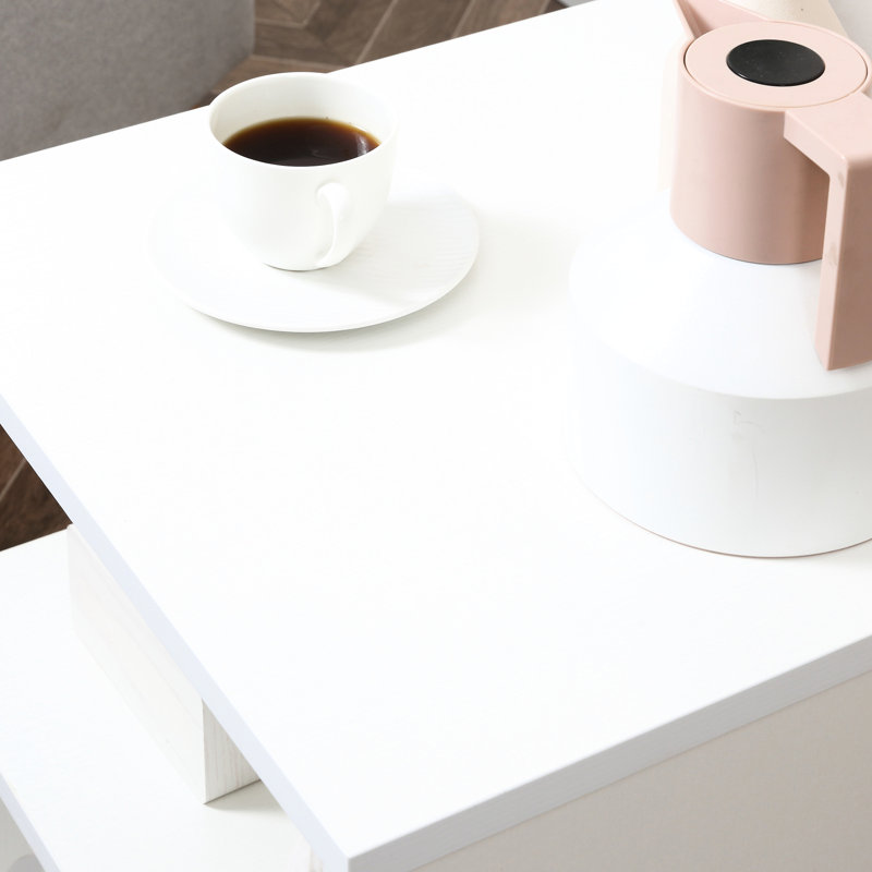 Table de bout de 20 po avec tablette de rangement, table d'appoint en forme de S moderne et chic, rangement latéral moderne et élégant