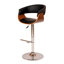 Tabouret de bar pivotant à hauteur ajustable Allin en similicuir, bois de noyer et chrome-1605094098