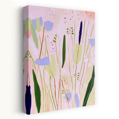 Soft Pastel Botanicals Abstract Contemporary Delicate Nature Spring Wall Art Print 1 Piece Wrapped Canvas Wall Art