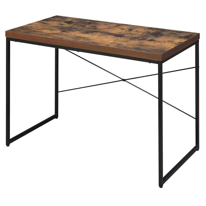 Bureau efficace en chêne patiné et noir avec pieds en métal