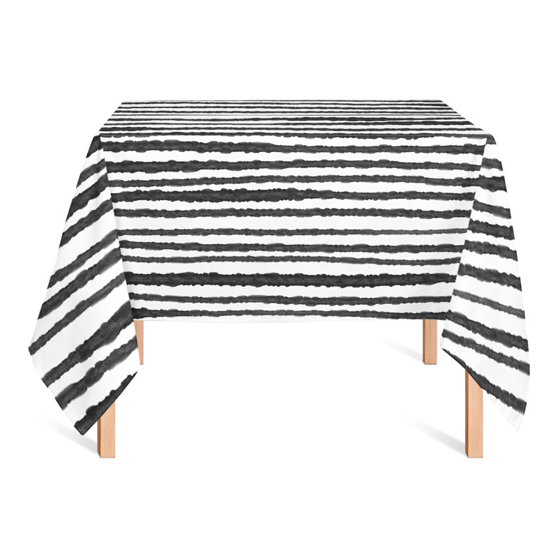 Nappe carrée à rayures en polyester, Noir