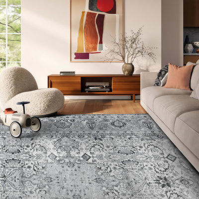 8X10 Machine Washable Area Rug,Soft & Slip-Resistant, Vintage Short-Pile With Reinforced Bound Edges, Large Rug For Living Room, Dining Room, Bedroom