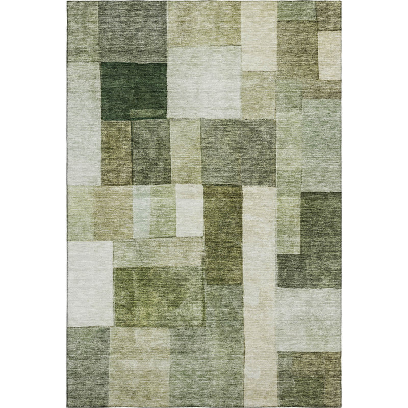 Premium Machine Washable Lyndhurst AMF1190 Squares Rug, Rectangle 3 pi x 5 pi