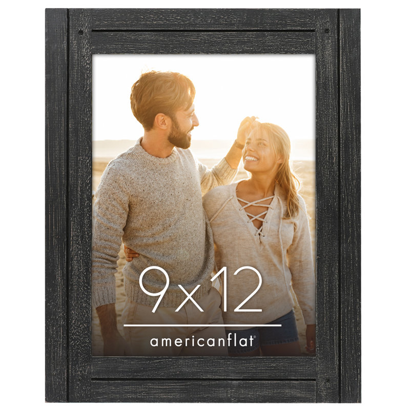 Cadre photo Americanflat rustique - poli, verre transparent, Charcoal Black, 9" x 12"