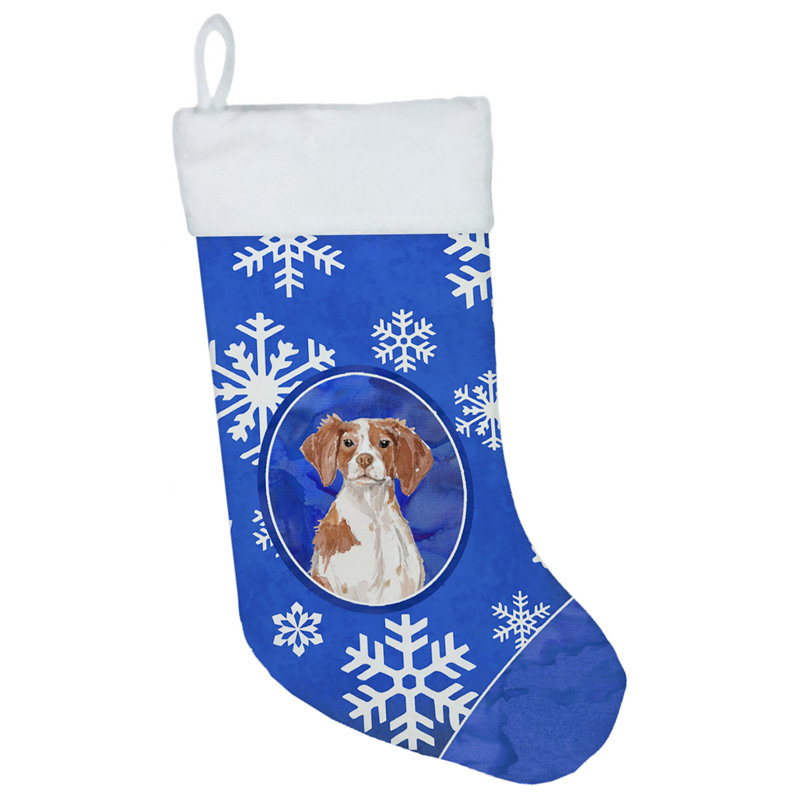 Chaussette de noël winter flocons de noël, Épagneul Brittany