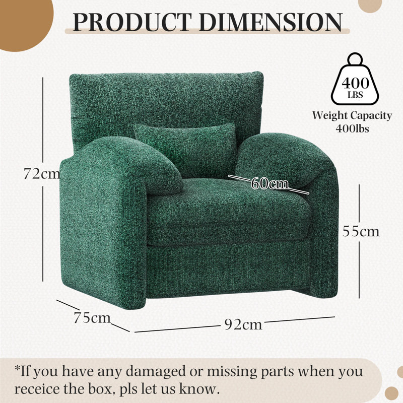 Upholstered Armchair, Green